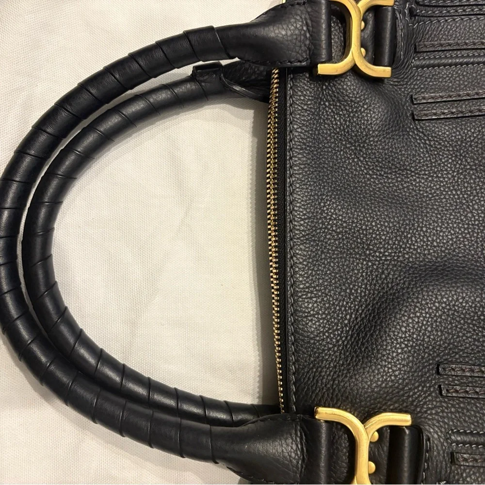 Chloe Marcie Medium Satchel Bag - Black Pebbled Leather - Excellent Condition! - Picture 11 of 17